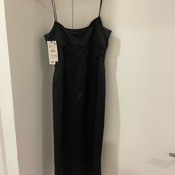 Black satin lingerie-style midi dress from Zara. Size Medium. New with tags! - Picture 3 of 4